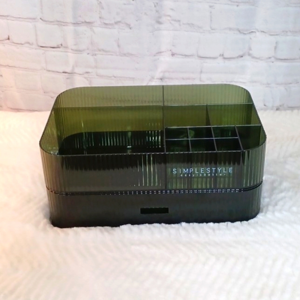 MIUOPUR Simply Style Easy Is Better  Makeup Organizer Stackable ‎  Smoke Black